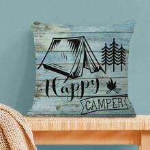 4pcs Outdoor Camping Linen Printed Square Pillow Case, Without Pillow Insert, Suitable For Living Room, Bedroom Decor, Sofa & Car Cushion Cover, Applicable For All Seasons