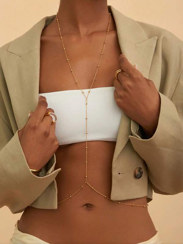 1 peça colar com corrente corporal, joia para mulheres, sutiã sexy com diamantes, corrente no peito, acessórios para pendurar no pescoço, corrente corporal de pérolas sofisticadas, lingerie versátil, acessório de joia para o peito, portátil para festas e encontros noturnos