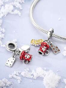 STYFNE 1 Stück Süßigkeiten Schneehütte Perlen Eiscreme Lkw Charm, glänzender Perlen Quaste Anhänger, geeignet für DIY Armbänder, Damenschmuck, kleine Alltagsgeschenke