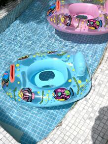 1pc Kids Swimming Pool Seat Ring, Cute Inflatable Floating Seat Ring, Swimming Ring, Child Toddler Swimming Pool Bath Tub With Single Handle Inflatable Fishies, 4 Colors, Underarm Floats, For Summer Swimming