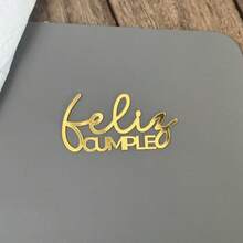 1/3/6pcs Gold Acrylic Spanish Happy Birthday Cake Toppers, Suitable For Birthday Party Cake & Dessert Decorations - Gold - View 6