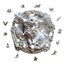 Rompecabezas de madera asimétrico en forma de gato ángel, juguete de rompecabezas único para fiestas, decoración artística, rompecabezas mágico de escritorio, juguete educativo para niños, regalo para el Día de la Madre/Padre, regalo de graduación