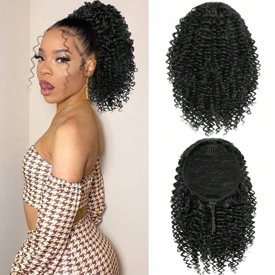Kinky Curly Drawstring Ponytail Hair Extensions Human Hair Afro Curly Ponytail Natural Brazilian Hair Ponytail Extension Women