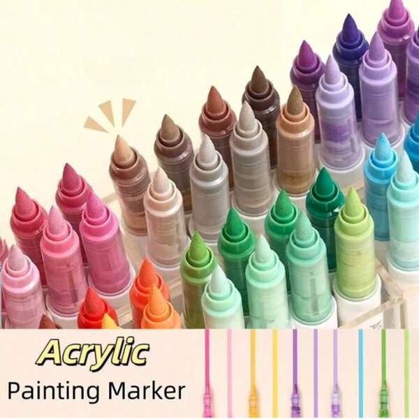 9 Color Set, 126 Colors Total Direct Liquid Soft Tip Acrylic Marker Pens, Includes Pastel, Gray And Other Simple Shades, Suitable For Coloring Books, Student Drawing, Art DIY, Graffiti And Lettering