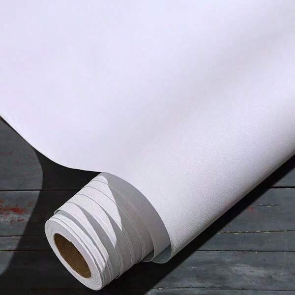 Matte White PVC Wallpaper, Self-Adhesive Removable, Waterproof Washable, Suitable For Cabinet And Wall Decoration Protective Film