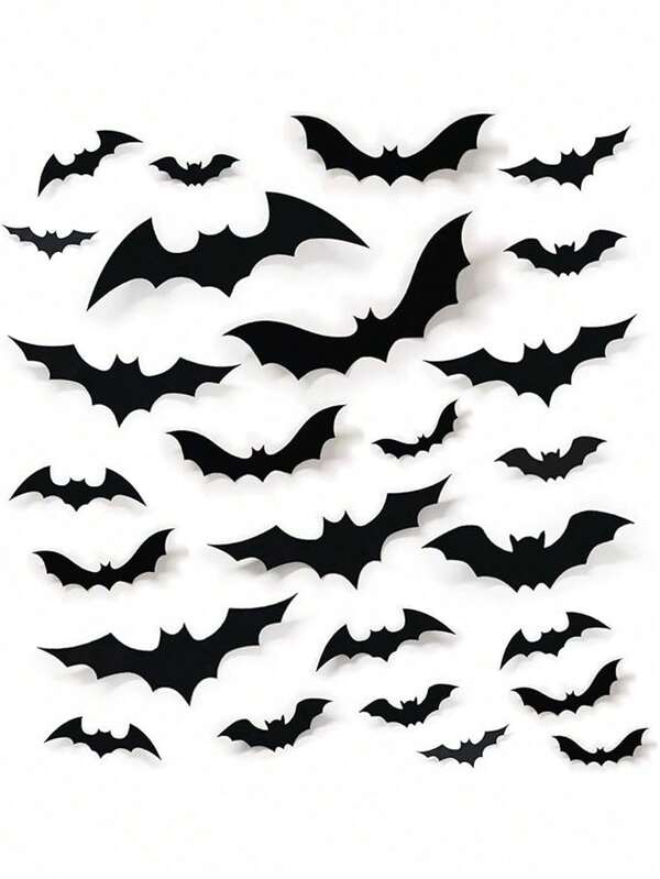 Bat Stickers Decoration: 4 Different Sizes Of 3D Stereoscopic Bat Stickers For DIY Wall Stickers, Bathroom, Bar, Office, Indoor Halloween Reusable Party Supplies, Home Decoration