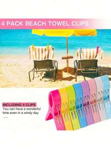 4 piezas/8 piezas Grandes pinzas para toallas de playa, pinzas de plástico para asegurar toallas, mantas, edredones, ropa en la cuerda, camastros, sillas, sillas de piscina, crucero - Pinzas resistentes de múltiples colores para ropa