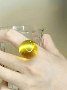 1 pieza Anillo abierto de acero inoxidable de resina clara de estilo minimalista elegante y artístico, adecuado para el uso diario, la calle, el festival de música, la fiesta o la ropa de noche - Multicolor - Ver 9