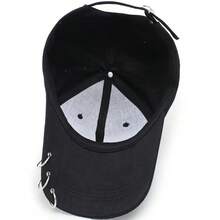 Unisex Metal Ring Hip-Hop Cap, Street Fashion And Cool Baseball Cap, Versatile Sun Hat For Daily Wear, Baseball Cap For Events And Parties, A Gift For Friends - màu đen - Xem 2