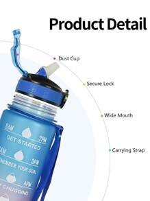1pc 1000ml/32oz Gradient Color Plastic Cup, Outdoor Large Capacity Sports Water Bottle With Straw, Time Marker, Bounce Design, Leakproof Lock, Strap For Convenient Carrying, Suitable For Work, School, Outdoor Sports, Fitness, Hiking, Camping, Cycling, Holidays Gift
