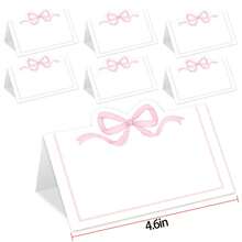 Pink Bow Place Cards Cute Bow Knot Tent Name Cards Blank Seat Assignment Label Cards For Birthday Party Table Setting Supplies Gifts Graduation Birthday Decorations Party Decorations Bachelorette Wedding Summer Beach Back To School School Supplies Room Decor - Multicolor - View 12