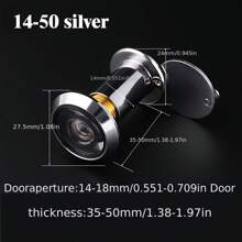 200° Türspion mit drehbarer Sichtschutzabdeckung, für Heim/Büro/Hotel Sicherheitstüren, einfache Installation, Silber