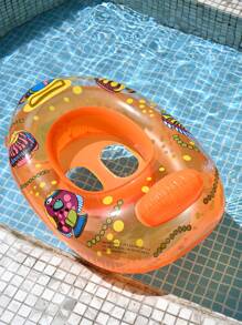 1pc Kids Swimming Pool Seat Ring, Cute Inflatable Floating Seat Ring, Swimming Ring, Child Toddler Swimming Pool Bath Tub With Single Handle Inflatable Fishies, 4 Colors, Underarm Floats, For Summer Swimming