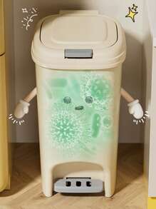 Large Capacity Rectangular Plastic Trash Can With Pedal, Double Opening, Deodorizing Sealed, Foot-Activated, No Power Needed, For Kitchen And Living Room, Polished Surface