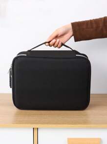 1pc Digital Storage Bag Camera Data Cable Usb Data Pack Large Capacity Password Lock Anti-Theft Travel Bag, Travel Portable Portable Lightweight Travel Supplies, Three Colors Optional, Meet Storage Needs, Hook And Loop Partitions Free Separation Flexible Combination Reasonable Use Of Internal Space, Suitable For Daily Use