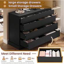 8 Drawers Bedroom Dresser, Black Large Double Dressers, Modern Chest Of Drawers Storage Organizer For Bedroom, Living Room, Entryway, Dimensions 51.6''l X 15.7''d X 37.7''h - 1 - View 5