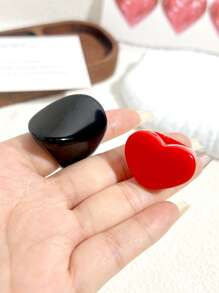 2pcs Minimalist Smooth Textured Wide Asymmetrical Square Resin Rings, Minimalist Style Suitable For Daily Wear