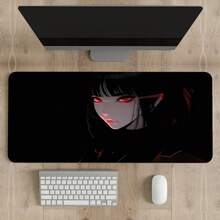 1pc XXL Dark Style Of Anime Girls Desk Mat - HD Printed Mousepad With Black Red Design, Large Gaming & Office Keyboard Pad, Natural Rubber Material, Perfect Gift For Gamers