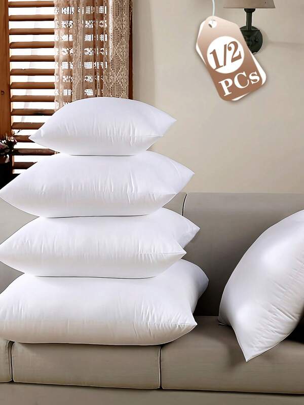 1/2 piezas de Insertos de almohada blanca, Relleno suave y esponjoso de cojín para la decoración del hogar, Apropiado para sofá, cama, dormitorio, viaje