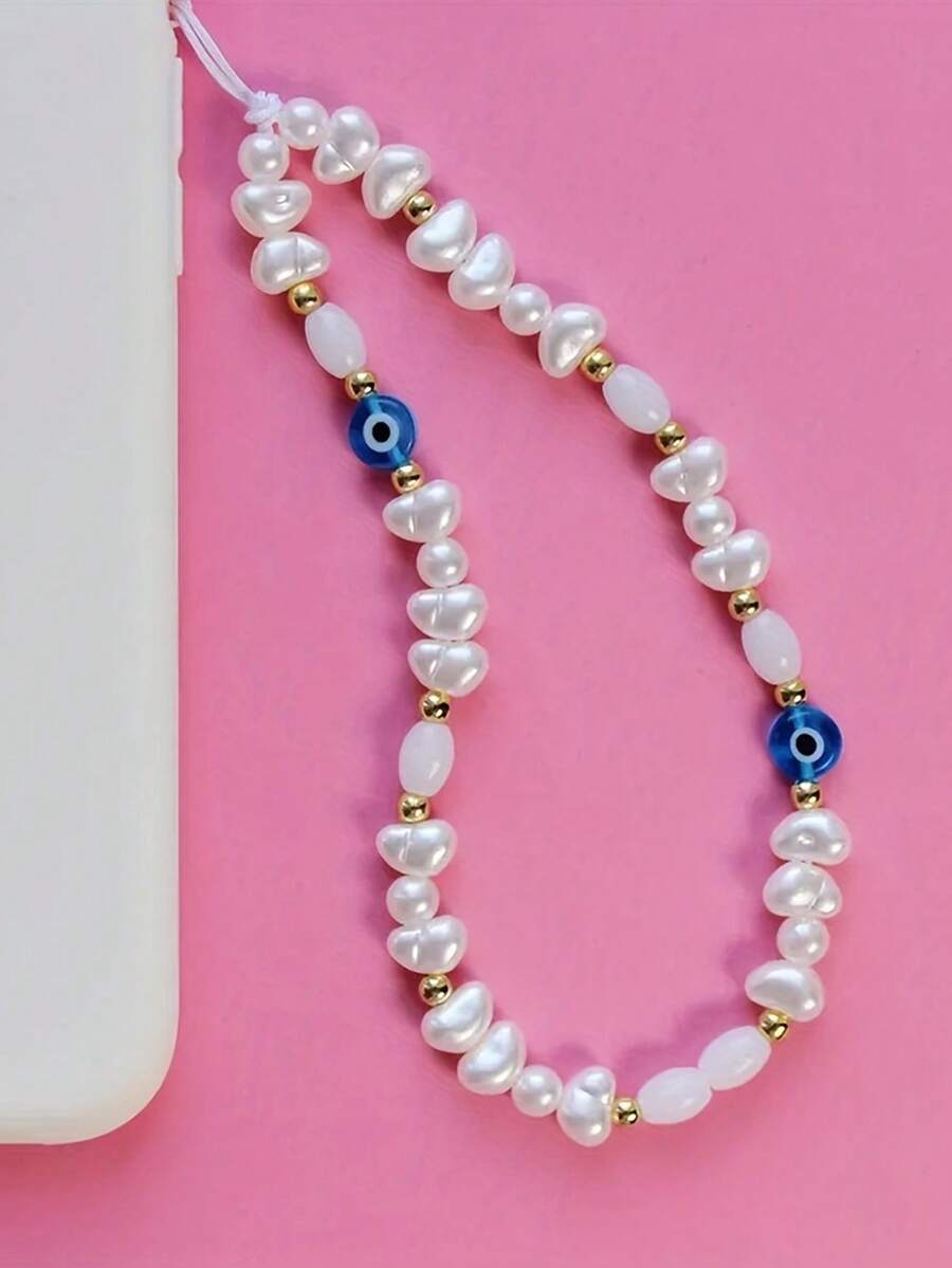 1pc Beaded Devil's Eye Lanyard Strap, Versatile For CCD Camera, Bag Decor, Mobile Phone Charm - Multicolor - View 1