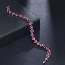 1 pieza Pulsera de lujo con flores de circonita al azar para mujeres, joyería exquisita con efecto deslumbrante de CZ como regalo