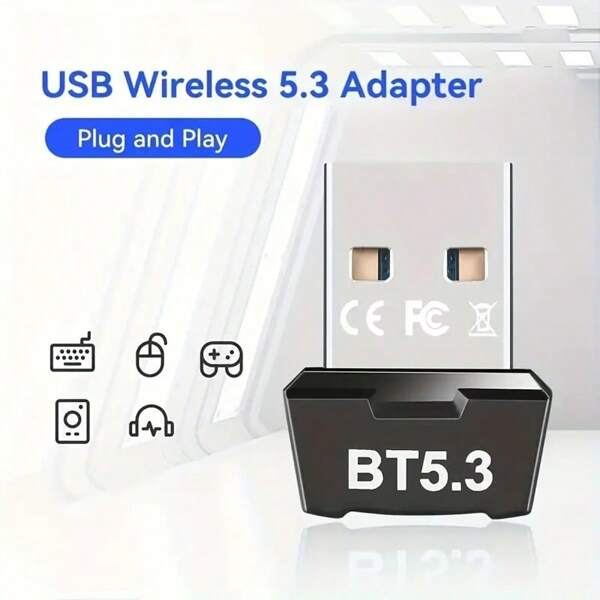USB Bluetooth 5.3 Wireless Network Adapter, USB Wireless Encryption Receiver, Suitable For A Variety Of Devices Such As Computers/Headphones/Keyboards/M/Speakers, Supports Windows 11/10/8.1 Plug And Play, Automatically Compatible With 5.3/5.2/51/50/.2/4.1/4.0 And Other Version Devices, Immediately Provide Wireless Network Bluetooth Function For Your Computer.