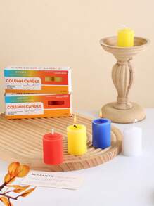 4pcs/Box Candle Pillars, Smokeless Odorless Residue-Free Pillar Candles, 4 Colors, Atmosphere Candles, Blessing Candles, Wish Candles, Lucky Candles, Candle Holder Candles, Wedding Candles, Party Candles, Dining Table Candles