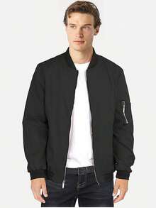 SANOPY Men's Zipper Long Sleeve Slim Fit Lightweight Sports Jacket Casual Windproof Outdoor Jacket - 黑色1 - 查看 1