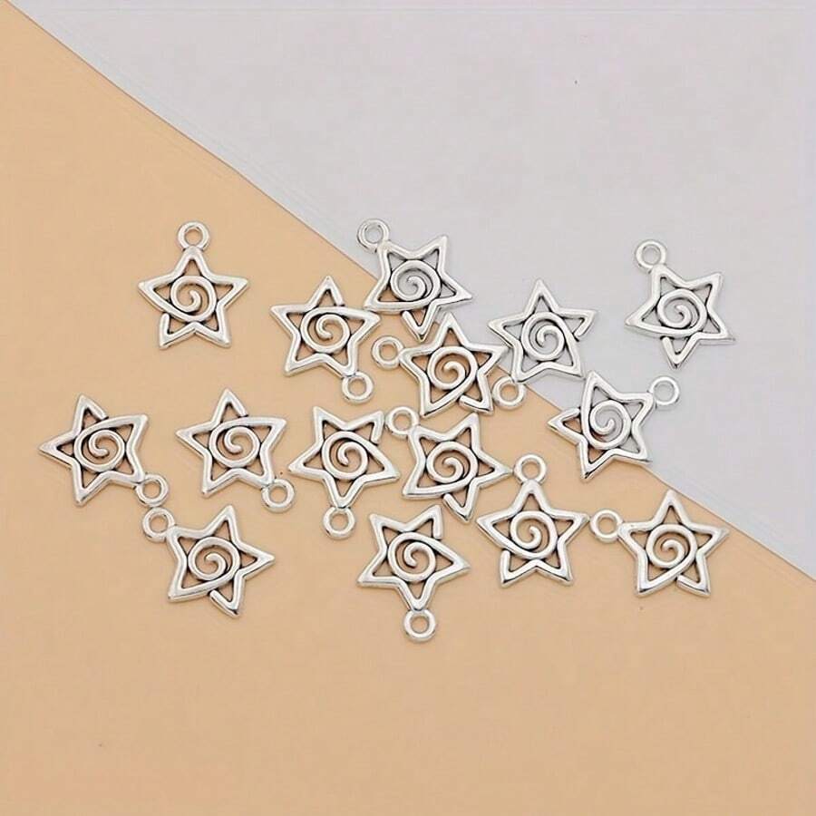 15/30/50 件锌合金螺旋星形吊坠，DIY 手链、耳环、项链工艺品 - 彩色 - 查看 1