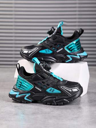 Teen Fashion Street-Style Woven Breathable Sneakers With Comfortable Non-Slip Soft Soles With Swivel Buckles For Teen's Outdoor Activities