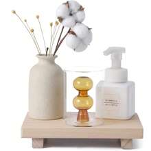 1pc Wood Pedestal Stand Display Stool For Bathroom Kitchen Sink Soap Tray Candle Plant Tray Perfect Farmhouse Decor For Bathroom And Kitchen Back To School
