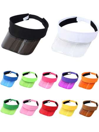 1 Pc Women's Hat, Summer New Transparent Wide Brim Visor Cap, Unisex Lightweight Breathable Outdoor Sports Commuter Women's Travel Holiday Shopping Sun Hat, Adjustable Solid Color Flat Top Hat, Suitable For Daily Use