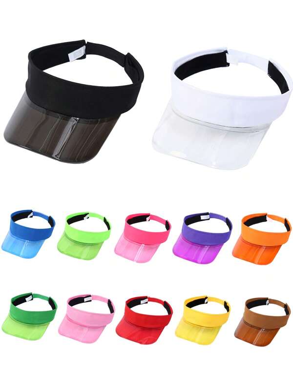 1 Pieza Sombrero de mujer, nuevo sombrero visera de ala ancha y transparente para verano, gorra deportiva ligera y transpirable unisex para viajes, vacaciones, compras y uso diario, ajustable, unicolor, Top plana
