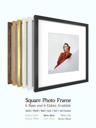 XXBANZHUAN Multi-Size Square Photo Frames 30x30cm/25x25cm/20x20cm/15x15cm/13x13cm/10x10cm | 6 Modern Finishes (Matte Black/Light Wood/Brown Wood/Golden/White Oak/Creamy White) | Shatter-Resistant HD Acrylic Plexiglass & Easy-To-Hang With Sawtooth Hanger | Wall & Tabletop Display For Home, Office | Unique Gifts For Weddings, Birthdays, Housewarming