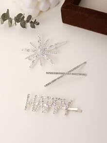 2 Peças Presilha de Cabelo com Estrela de Pérola Falsa e Strass, Decoração Fofa e Delicada de Floco de Neve, Presilhas de Garra, Grampos de Cabelo, Acessórios Escolares, Acessórios de Cabelo de Pérola, Acessórios de Cabeça, Grampo de Cabelo - Multicolorido - Visão 8