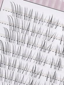 80 件自然卡通风格透明假睫毛，浓密蓬松，C 卷，12 毫米长，0.07 毫米厚，适合初学者，睫毛 DIY 簇睫毛簇，睫毛簇，单根睫毛，睫毛，假睫毛