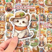 50 piezas Pegatinas de dibujos animados de pequeños animales con estilo campestre, ilustraciones de cuentos de hadas para decoración de scrapbook, resistentes al agua, con gatos pequeños, conejos, ratones, ovejas, zorros, erizos, coloridos y adorables, adecuados para botellas de agua, monopatines, portátiles, planificadores, equipaje, recompensas en el aula, interacción padres-hijos, regalo de cumpleaños