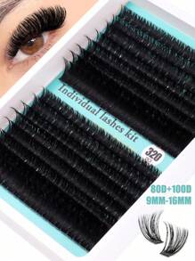 320Pcs D-Curl Eyelash Set Eyelash Extension, Eyelash Set DIY Eyelash Extension Kit, D-30D 40D 50D 60D 80D100D Black Super Thick Eyelash Extension Kit, Daily Makeup Black Eyelash Set Personal Eyelash Extension, D Curl Eyelash Eyelash Extension Kit, Black Personal Eyelash Set Curling 320PCS, The 9-16mm Blended Personal Eyelash Set DIY At Home, Rizos Curly Eyelash D Curl, For Mini Travel Supplies And Self Applications