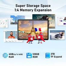 Blackview 10,1-Zoll Tablet-PC, Android System, Modell 15 Tab 60, WiFi Version, A523 Prozessor, Octa-Core 1,8GHz/4GB RAM/128GB Speicher/WiFi 6/Bluetooth 5.3/10,1-Zoll 1280*800 HD Display/5100mAh Akku/USB-C Anschluss/5MP+8MP Dual Kamera - Blau - Übersicht 3