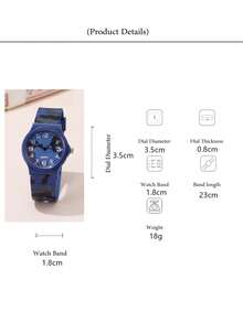 Reloj de cuarzo con estampado de camuflaje para hombres y mujeres, estilo deportivo - Azul - Ver 4