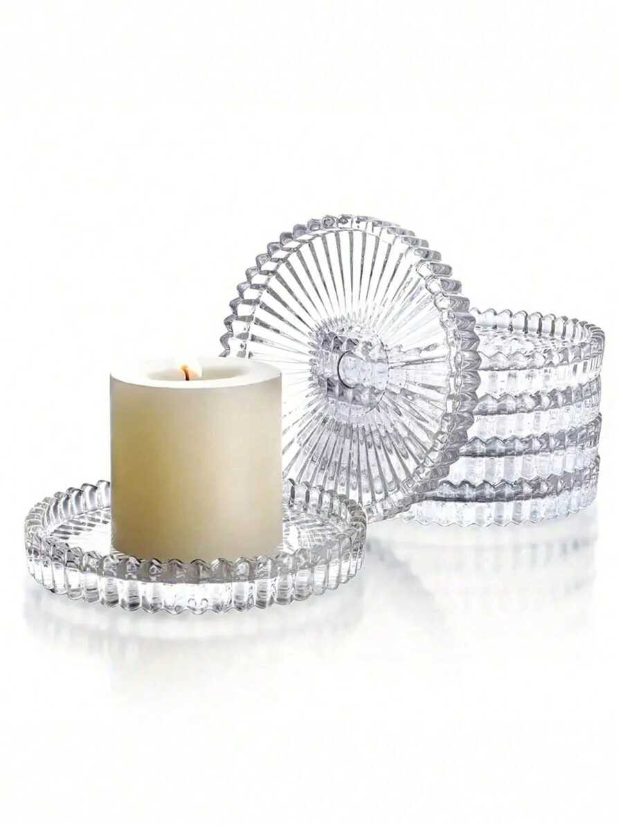 4pcs Glass Candle Holders, Coasters For Wedding, Valentine's Day, Dining Table Center Decor, Home Decoration, Coffee Cups, Ashtrays, Festival Events, Family Gatherings, Themed Parties