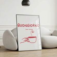 1 pieza Obra de arte de pared con palabras inspiracionales en italiano, impresiones de buenas vibras, carteles, pintura de lienzo minimalista, arte de pared moderno para decoración de sala de estar, con marco opcional