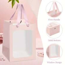 Multi Colored 10PCS Kraft Paper Rectangular Regular Windowed Transparent Gift Bag Size: 20cm * 15cm * 10cm, Suitable For Bridal Gifts, Weddings, Birthday Parties, Various Holiday Gifts, Bouquets, Transparent Windowed Party Handbags
