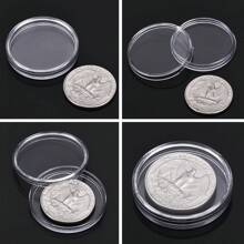 100 Pieces Of 30mm Coin Capsules With Transparent Plastic Silver Dollar Holders, Suitable For Collectors With Circular Coin Protective Covers, With Storage Boxes, Suitable For Morgan Silver Dollar Collection Items