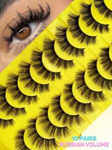 Cílios Postiços 3D Eyelashes Estilo Mangá 16mm Comprimento Cílios de Vison Fadas Espigados em Formato D-Curvados que Parecem Extensão Tiras de Cílios Anime de Olho de Gato Aparência Natural Volume Cílios Postiços Espigados 10 Pares