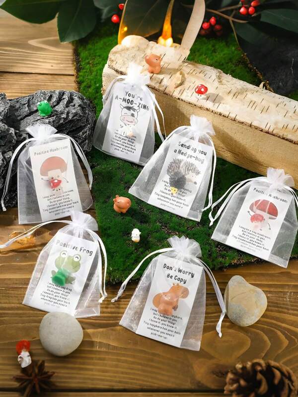 15pcs Employee Appreciation Gifts Bulk, Inspirational Animal Themed Appreciation Gifts, Animal Themed Appreciation Gifts With Note Cards, Assorted Resin Figurines, Pocket-Sized Favors For Coworkers, Birthday, Get Well,Halloween, Christmas, Thanksgiving, Harvest Festival, Autumn Decorations, Gifts