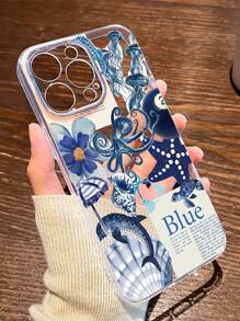 1 Peça Capa de Telefone antiderrapante e à prova de impressões digitais, com design gráfico de bilhar com polvo e medusa personalizado, compatível com iPhone 16 Pro/16 Plus/15/15 Pro Max/15 Pro/11/12/13/14 Pro Max/11 Pro/11 Pro Max/12 Pro/12 Pro Max/13 Pro/13 Pro Max/14 Pro/14 Pro Max, Carcaça Macia e Criativa Premium