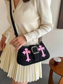 Bolsa de ombro feminina com estampa de estrelas Y2K, bolsa tote simples de grande capacidade, bolsa de viagem para armazenamento, bolsa clutch para noite, bolsa quadrada para banquete e bolsa tipo mochila para festa de casamento e baile