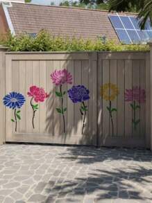 9pcs Extra Large Flower Stencils - Reusable For Lotus, Daisy, Peony, Sunflower Patterns For Painting On Wood, Walls And Garden Fences, Stencils For Painting,Back To School,School Supplies