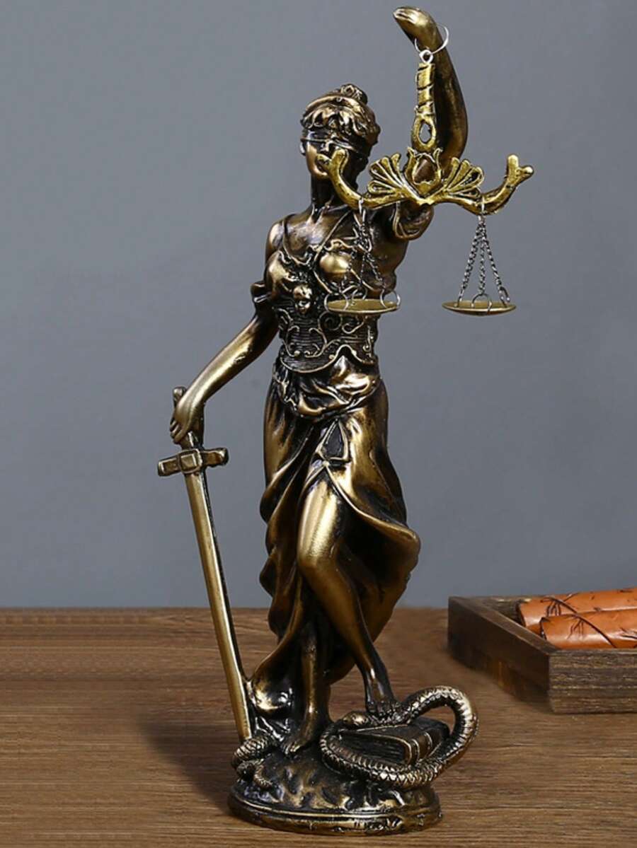 1pc Goddess Of Justice Statue Home Decor, Office Bookshelf Decoration Justice, Fairness, Judicial Balance Figurine